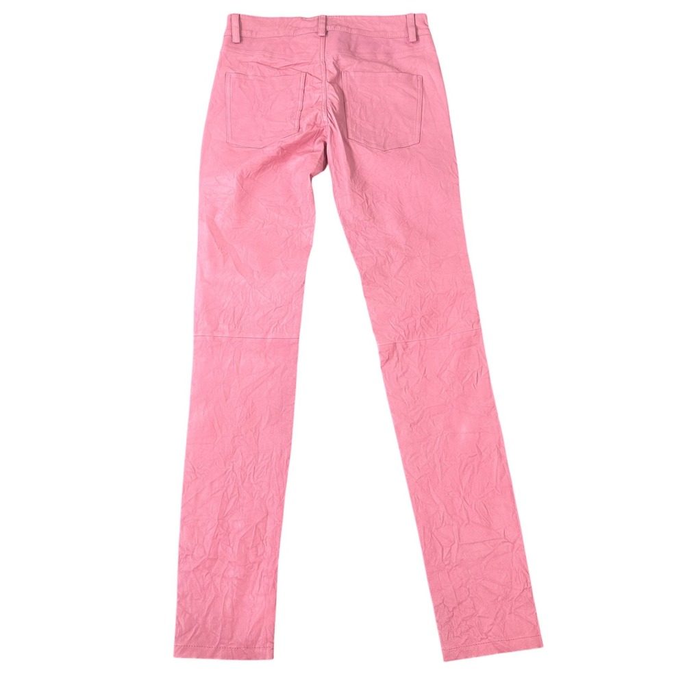 Zadig & Voltaire Women Phlame Crinkled Leather Skinny Pants Pink Size 38 US M - Picture 3 of 10